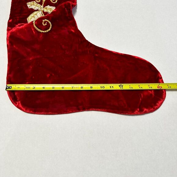 Mark Roberts Red Beaded Christmas Rayon Silk Polyester Stocking - Picture 15 of 15